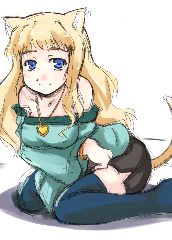 sige, sheryl nome, macross, macross frontier, 00s, 1girl, animal ears, breasts, cat ears, female focus, sketch, solo
