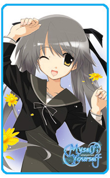 mochida hinako, myself yourself, lowres, 00s, 1girl, female focus, flower, school uniform, serafuku, solo
