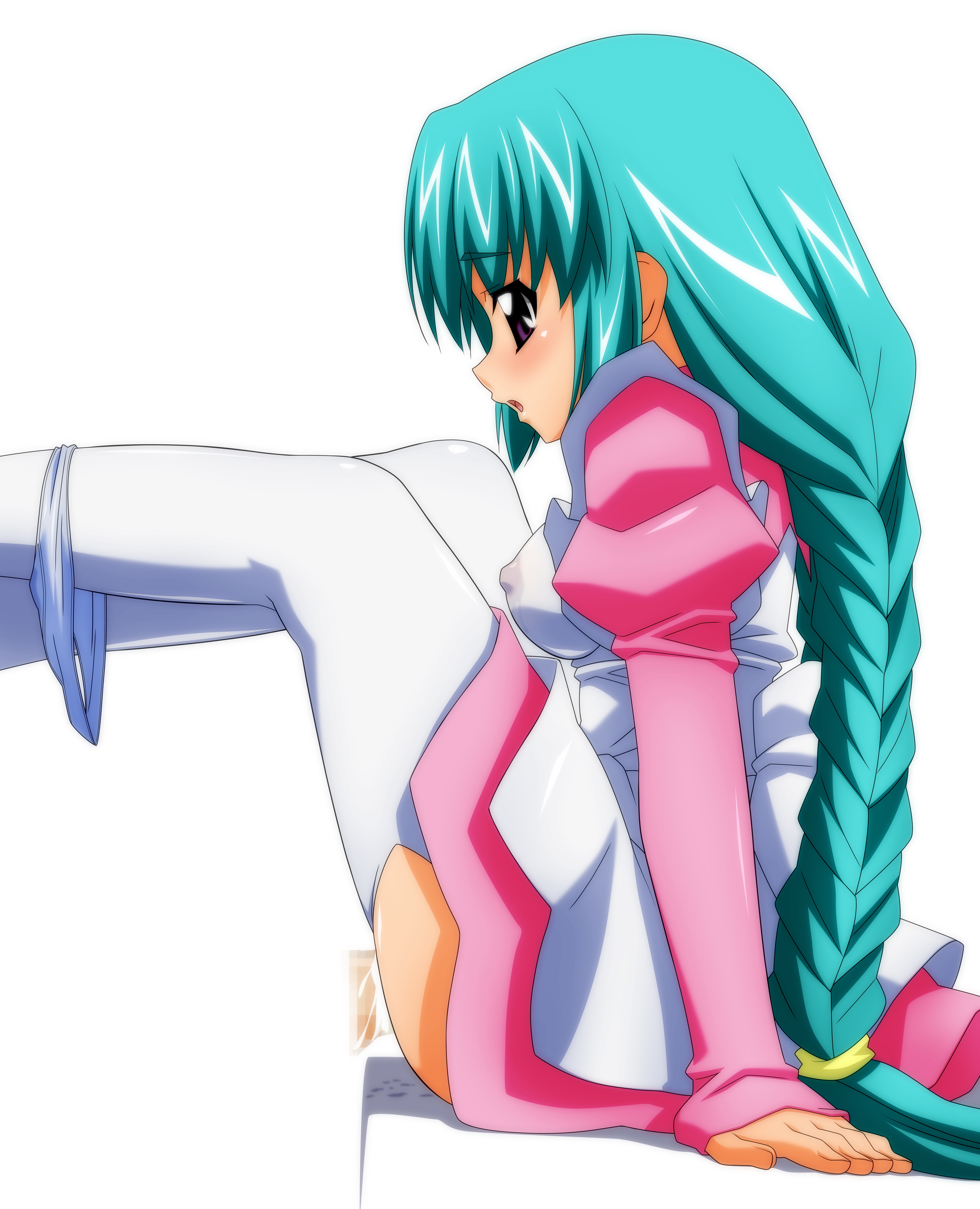 sugimura tomokazu, canal vorfeed, lost universe, absurdres, highres, non-web source, 1990s (style), 1girl, censored, cum, cum in pussy, legs up, panties, panty pull, penis, retro artstyle, sex, solo, thighhighs, underwear, vaginal