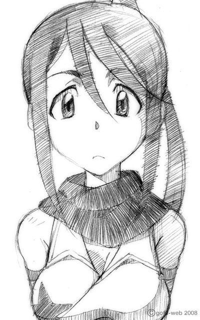 gofu, nakatsukasa tsubaki, soul eater, traditional media, 00s, greyscale, monochrome, sketch, solo