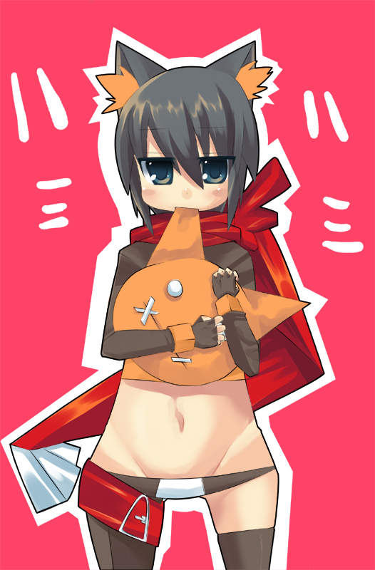 koba, kiki (koba), original, silver hair, bad id, bad pixiv id, animal ears, blue eyes, lowleg, lowleg panties, midriff, mouth hold, panties, scarf, short hair, solo, thighhighs, underwear