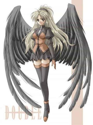 lowres, tagme, blonde hair, long hair, solo, thighhighs, wings, zettai ryouiki