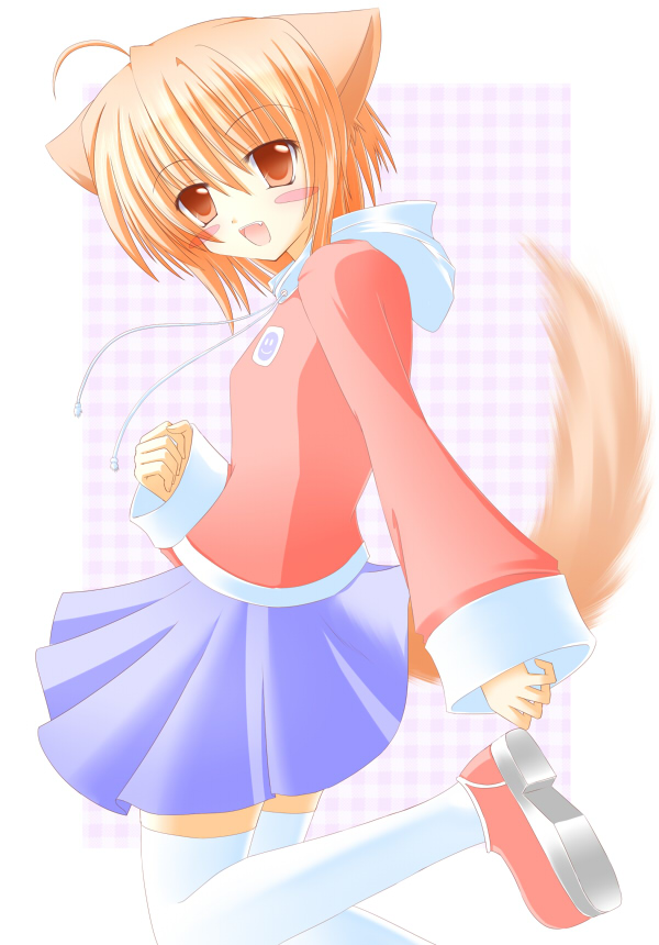 shirotsuki kouta, original, tagme, animal ears, dog ears, pink shoes, shoes, solo, thighhighs, zettai ryouiki
