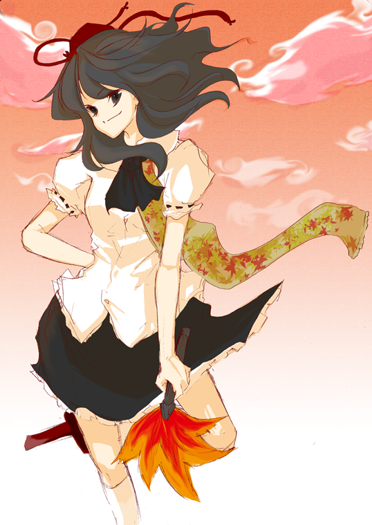 shameimaru aya, touhou, 1girl, female focus, geta, hat, solo, tengu-geta