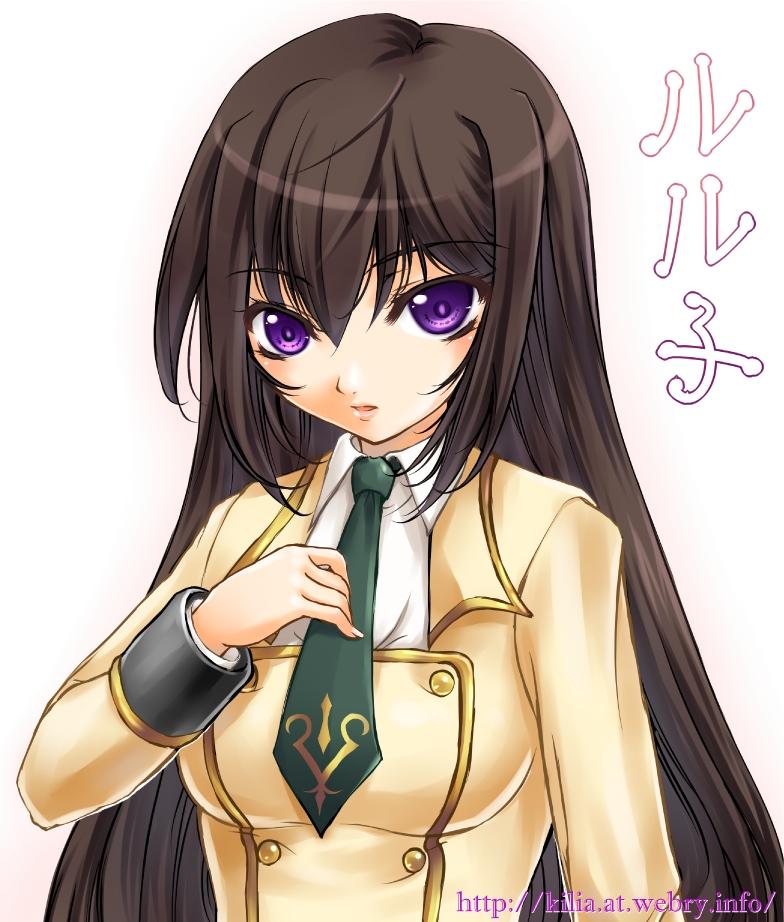 lelouch vi britannia, luluko, code geass, 00s, 1girl, black hair, female focus, genderswap, genderswap (mtf), purple eyes, ruruko, solo