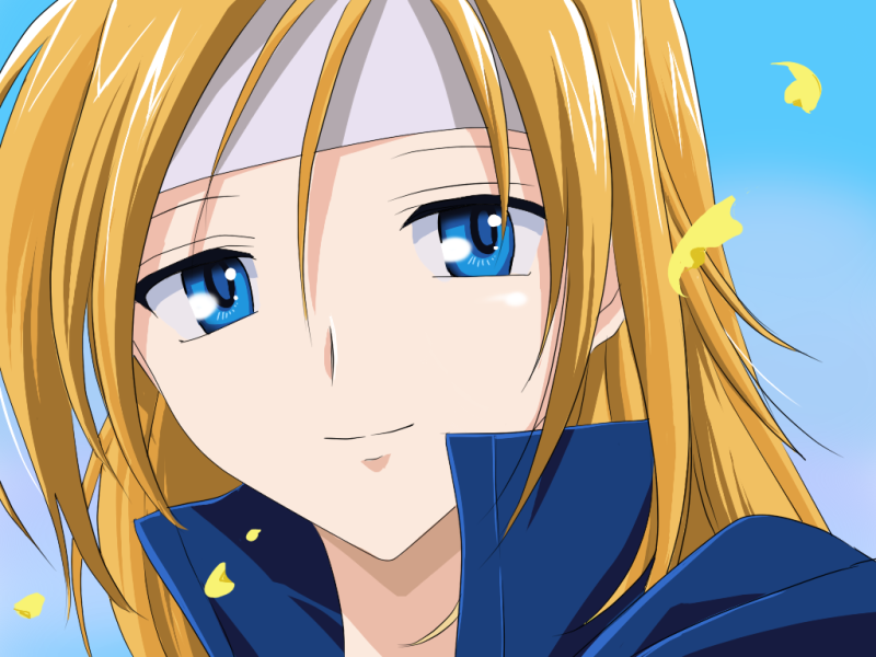 heather (fire emblem), fire emblem, fire emblem: radiant dawn, nintendo, blonde hair, blue eyes, close-up, headband, solo