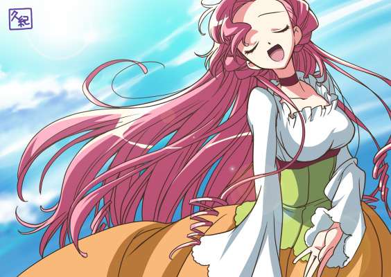euphemia li britannia, code geass, artist request, non-web source, 00s, choker, closed eyes, dress, solo