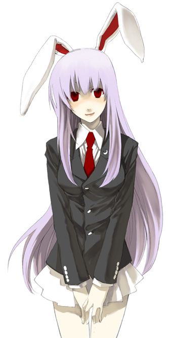 kotori (artist), reisen udongein inaba, touhou, 1girl, animal ears, female focus, rabbit ears, simple background, solo, standing, white background