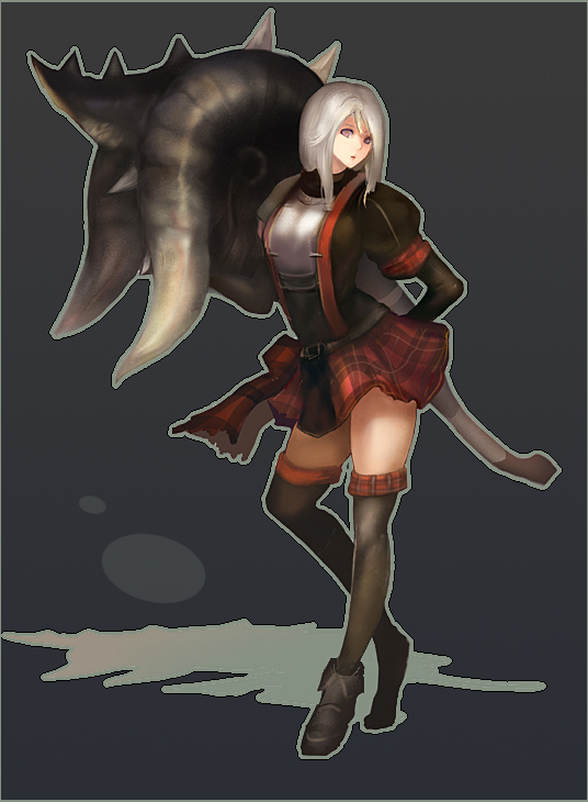 n.a., capcom, monster hunter (series), boots, skirt, solo, thigh boots, thighhighs, weapon