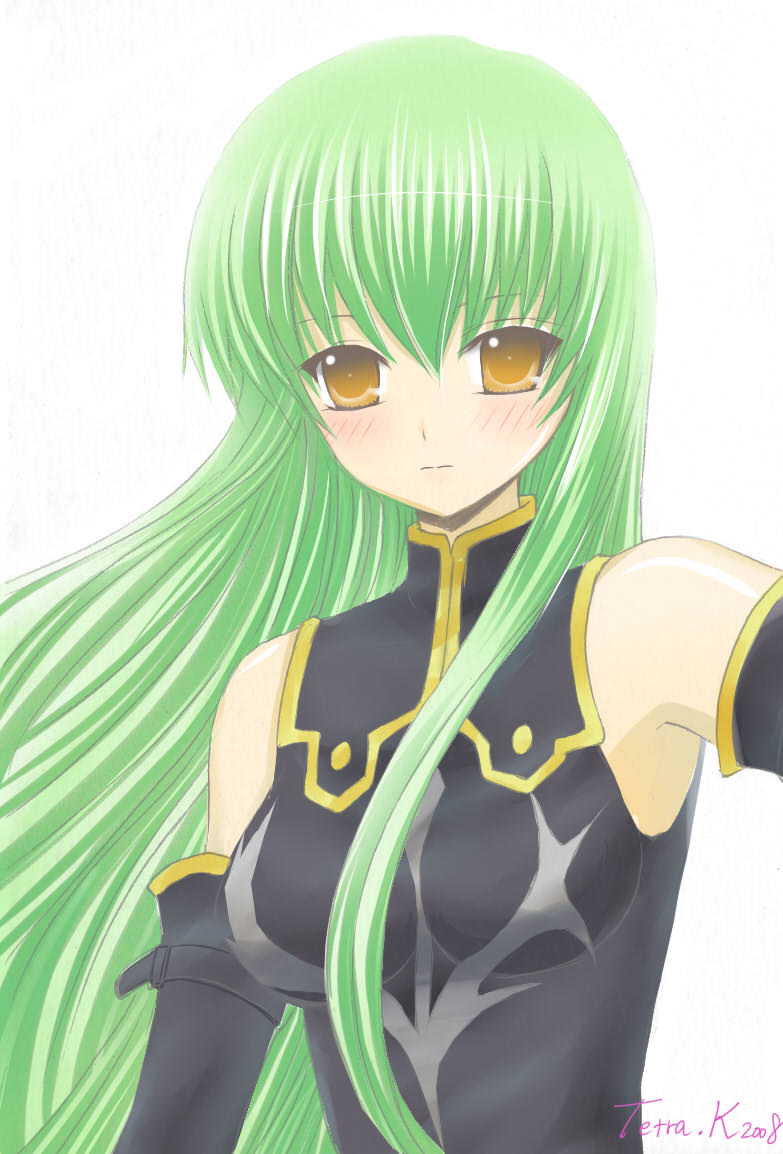 c.c., code geass, tagme, 00s, blush, green hair, solo, yellow eyes
