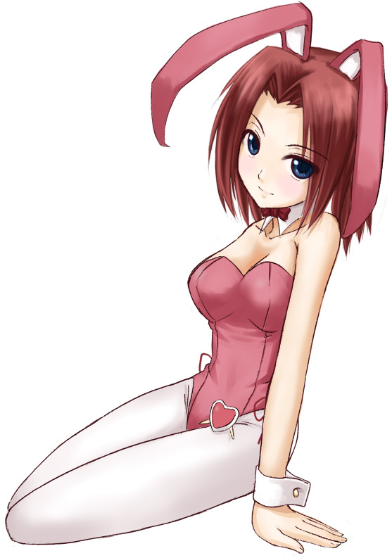 yanphoenix, kouzuki kallen, code geass, 00s, animal ears, fake animal ears, leotard, pantyhose, playboy bunny, rabbit ears, red hair, short hair, solo