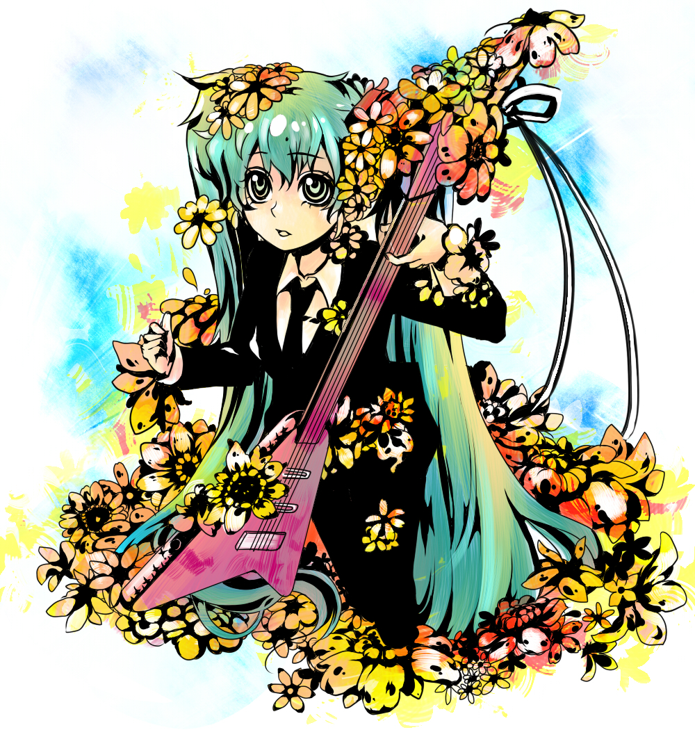 hashimochi, hatsune miku, hatsune miku (saihate), saihate (vocaloid), vocaloid, tagme, guitar, instrument, solo