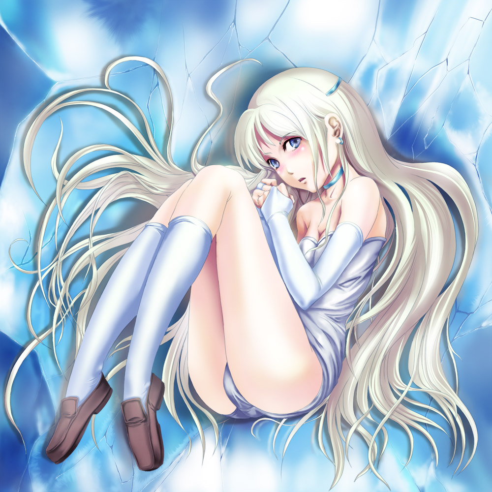 shousan bouzu, 1girl, blonde hair, blue eyes, elbow gloves, female focus, gloves, long hair, socks, solo
