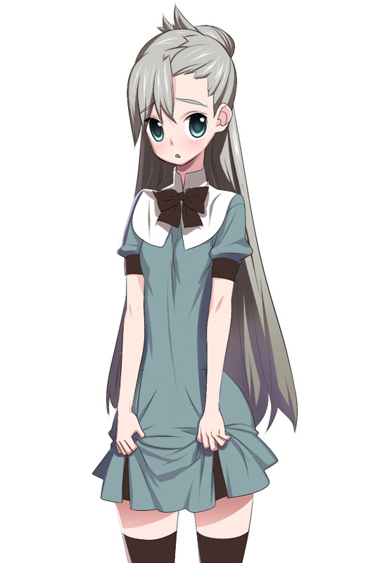 tensugi takashi, original, silver hair, tagme, aqua eyes, solo, thighhighs, zettai ryouiki