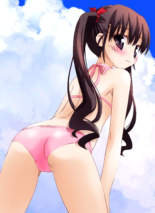 noto (soranoto), original, tagme, ass, bikini, pink bikini, solo, swimsuit, twintails