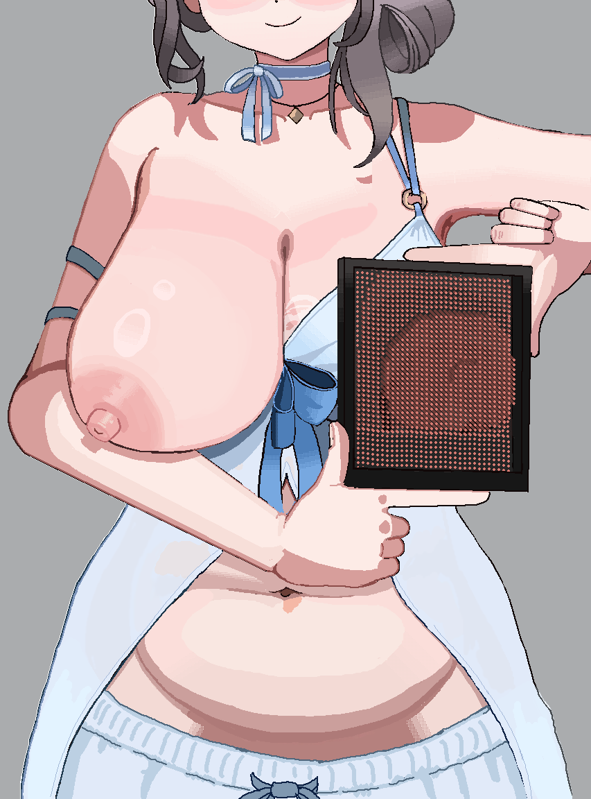 cl oor, shirogane noel, shirogane noel (9th costume), hololive, babydoll, bloomers, blue babydoll, blue bloomers, blue choker, choker, covered erect nipples, frilled choker, frilled shorts, frills, hair rings, nipples, shirt ribbon, shorts, underwear, virtual youtuber