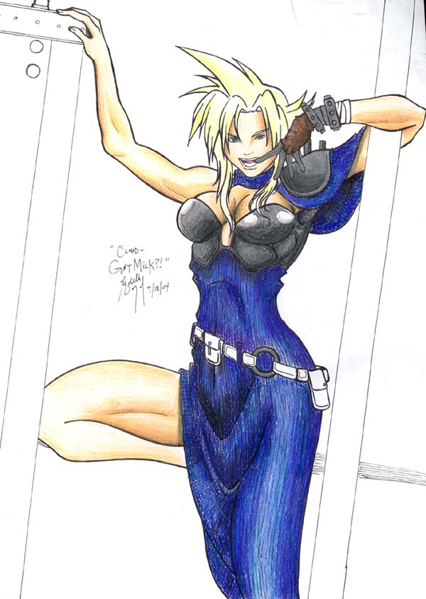 cloud strife, final fantasy, final fantasy vii, gender request, tagme, 1990s (style), genderswap