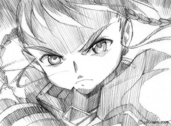 gofu, arika yumemiya, my-otome, my-otome zwei, traditional media, 00s, greyscale, monochrome, sketch, solo
