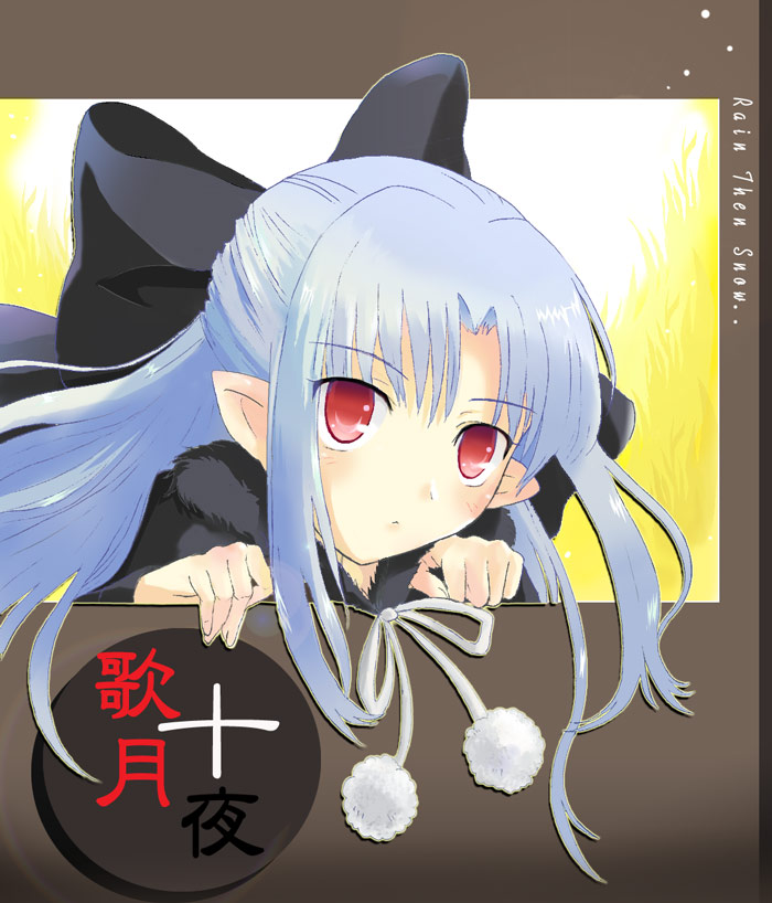 ameto yuki, len (tsukihime), melty blood, tsukihime, type-moon, bad id, bad pixiv id, 00s, 1girl, blue hair, female focus, half updo, pointy ears, red eyes, solo