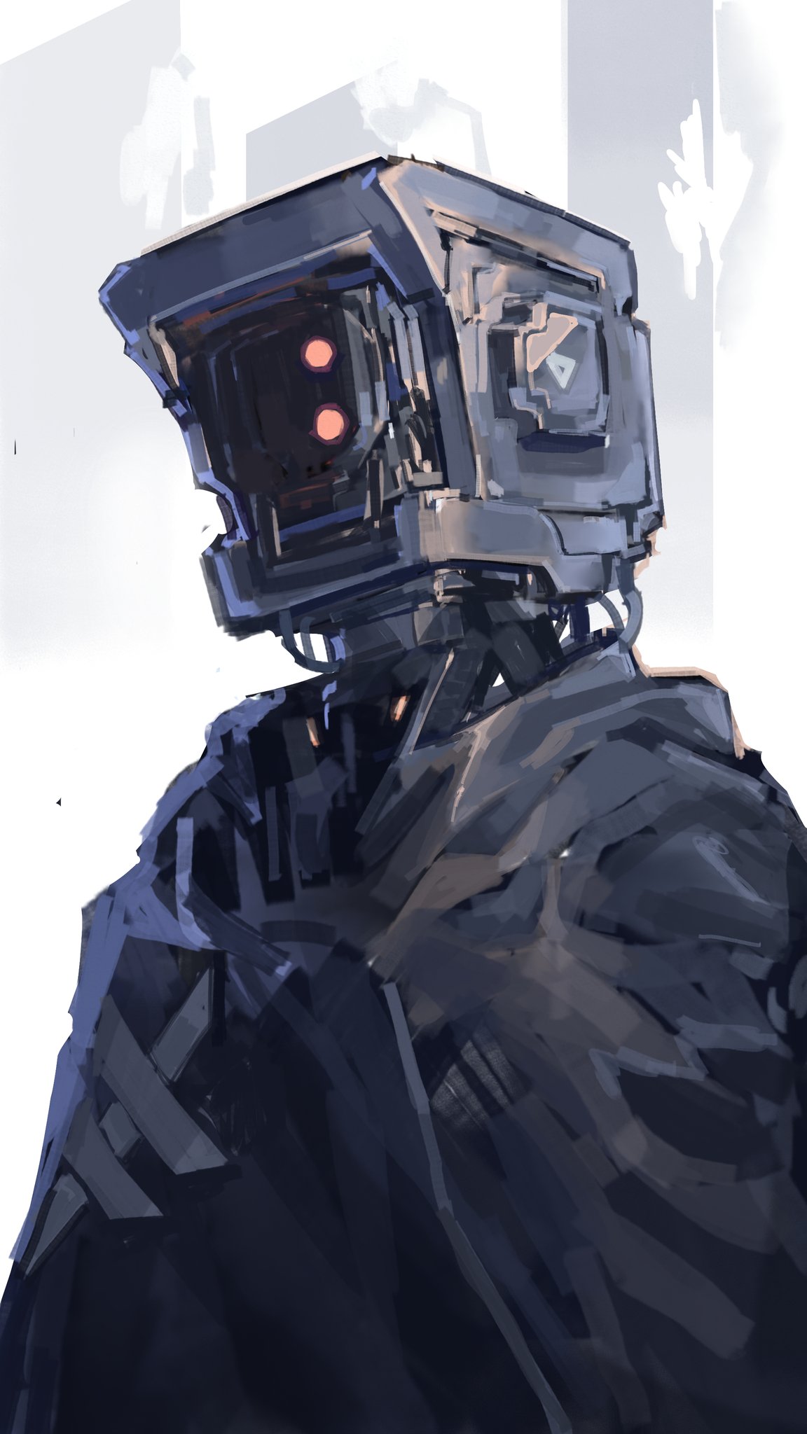 nameno92372763, original, highres, 1other, cloak, other focus, robot, upper body