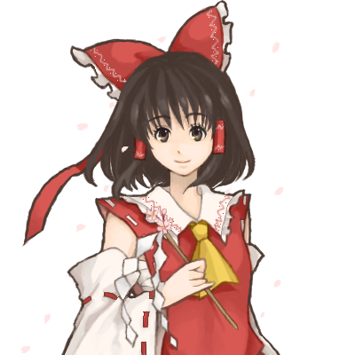 ameri, hakurei reimu, imperishable night, touhou, lowres, 1girl, female focus, gohei, solo