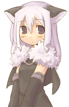 7010, lowres, tagme, animal ears, black eyes, long hair, solo, white hair