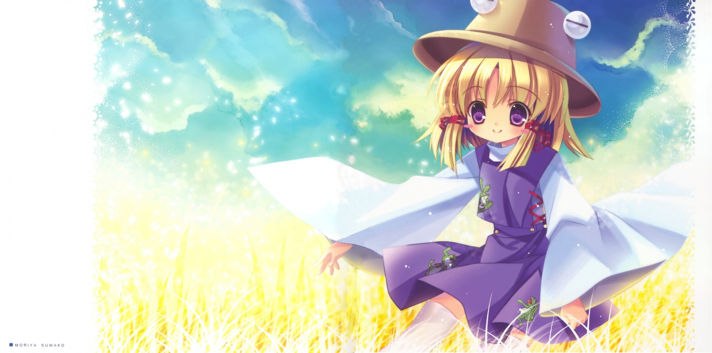 moriya suwako, touhou, 1girl, blonde hair, female focus, hat, solo