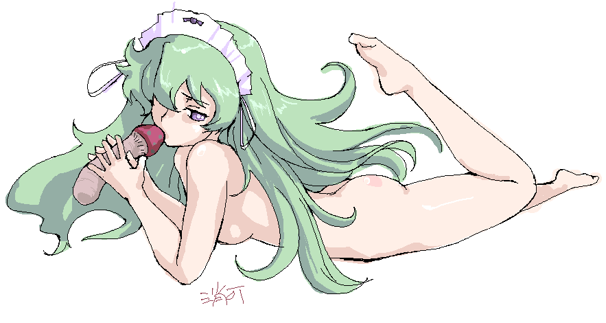 fever-san, kobayakawa chinu, rance (series), sengoku rance, toe-point, 1girl, barefoot, feet, female focus, lying, mushroom, nude, sexually suggestive, soles, solo, toe scrunch, toes