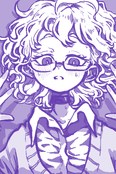 nezumizawa mitarashi, suzuzono sai, kagaku chop, 1girl, blush, choker, eyelashes, glasses, medium hair, messy hair, monochrome, school uniform, sweat