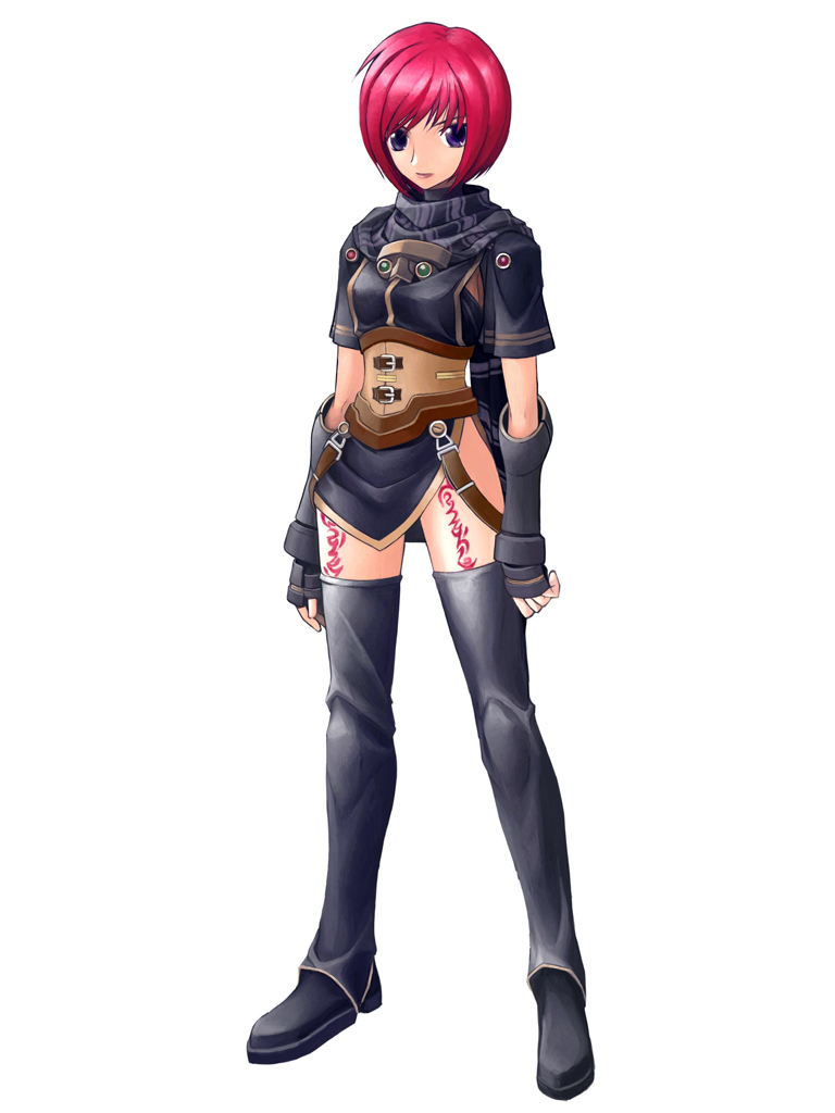nel zelpher, square enix, star ocean, star ocean: till the end of time, gloves, solo, tattoo, thighhighs