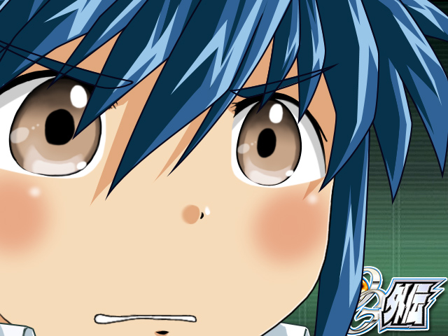kouta azuma, banpresto, super robot wars, super robot wars original generation, super robot wars original generation gaiden, 1boy, blue hair, brown eyes, gununu (meme), male focus, meme, solo