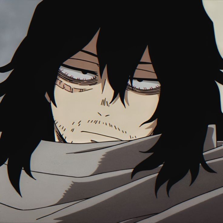 aizawa shota, boku no hero academia, anime screenshot, non-web source, black hair, facial hair, half-closed eyes, male focus, scar, scar on face, scarf, stubble