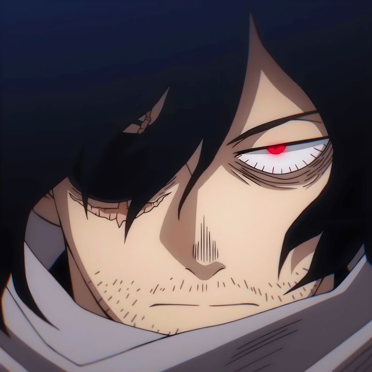 aizawa shota, boku no hero academia, anime screenshot, non-web source, black hair, facial hair, half-closed eyes, male focus, red eyes, scar, scar on face, scarf, stubble