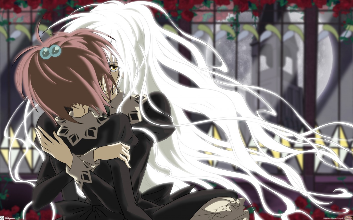 strawberry panic!, tagme, 00s, brown hair, kiss, white hair, yuri