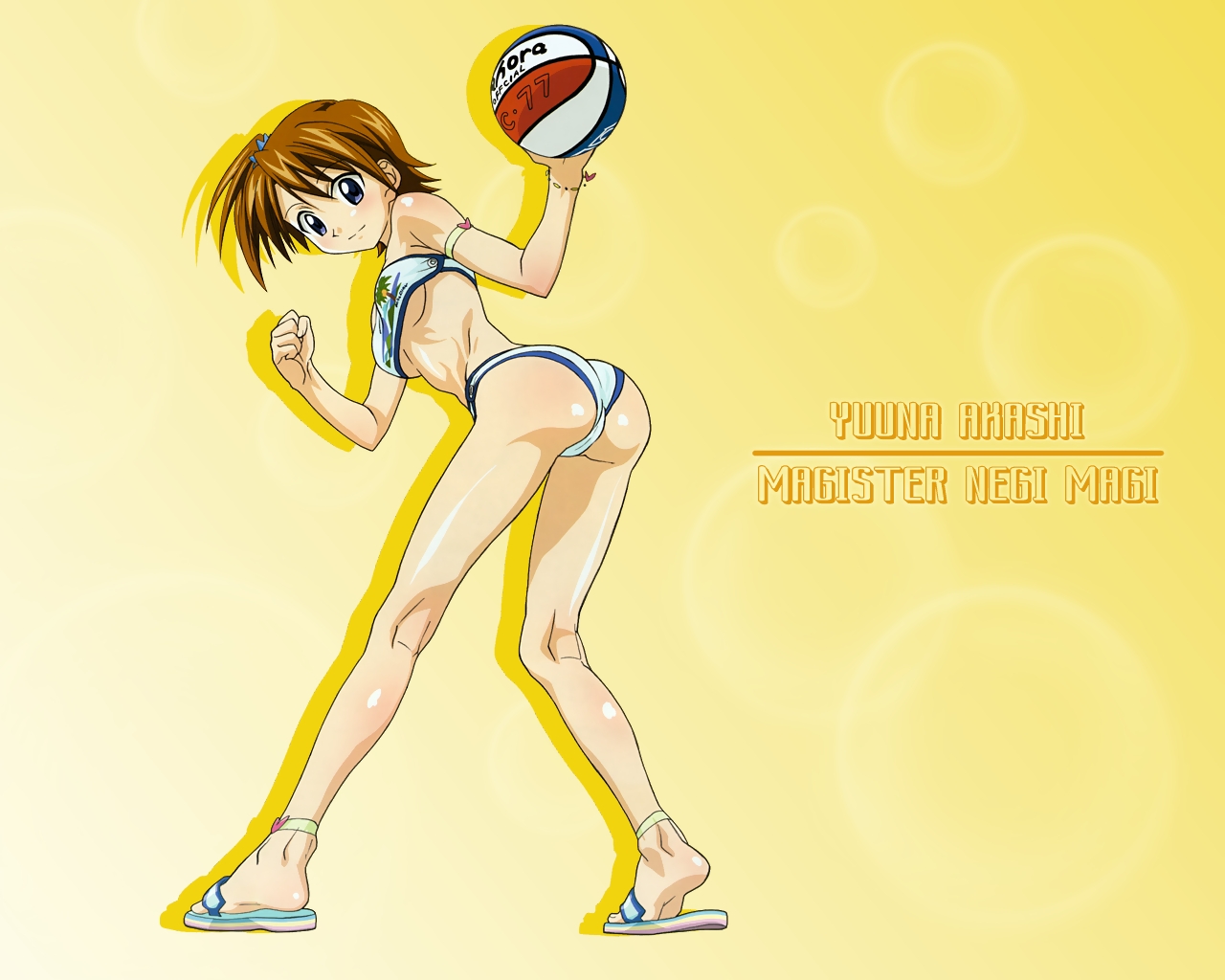 akashi yuuna, mahou sensei negima!, 00s, ass, blue eyes, brown hair, short hair, swimsuit