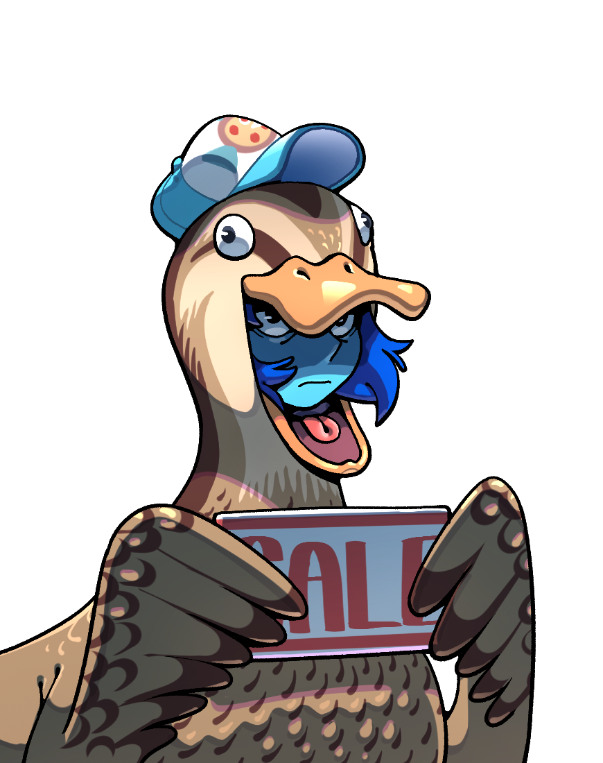 discount-supervillain, lapis lazuli (steven universe), steven universe, 1girl, alternate costume, animal costume, blue hair, blue skin, closed mouth, colored skin, duck costume, hat, short hair, simple background, solo