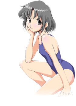 artist request, character request, copyright request, lowres, tagme, 1girl, female focus, one-piece swimsuit, solo, swimsuit