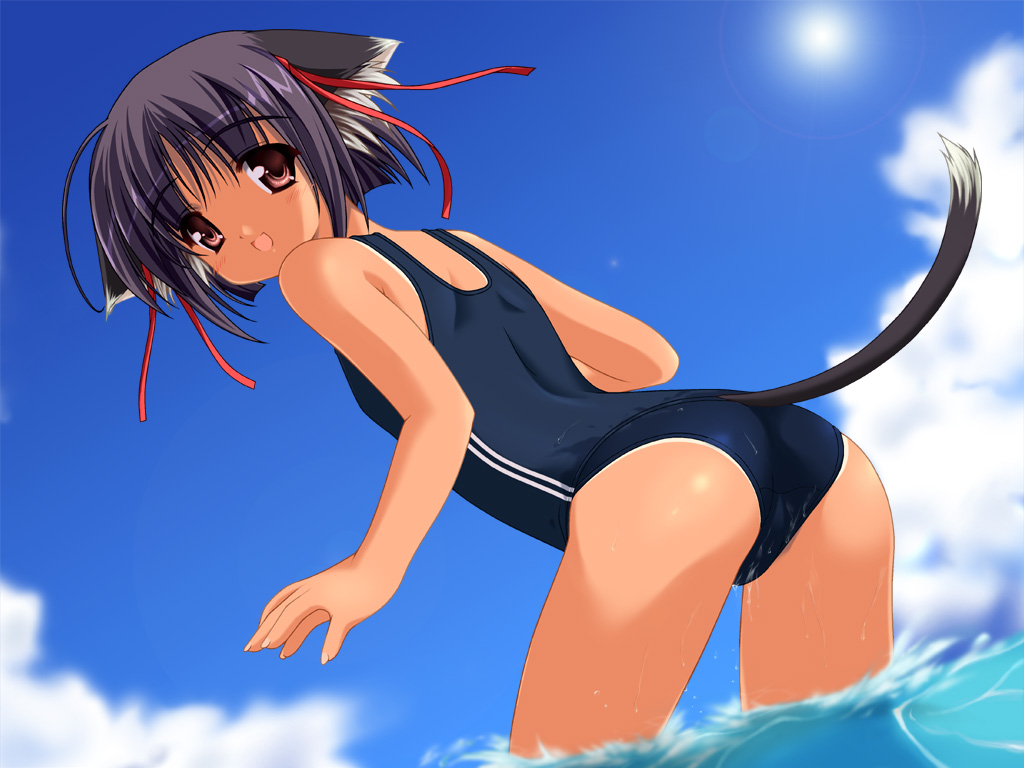 artist request, character request, copyright request, tagme, 1girl, female focus, one-piece swimsuit, solo, swimsuit