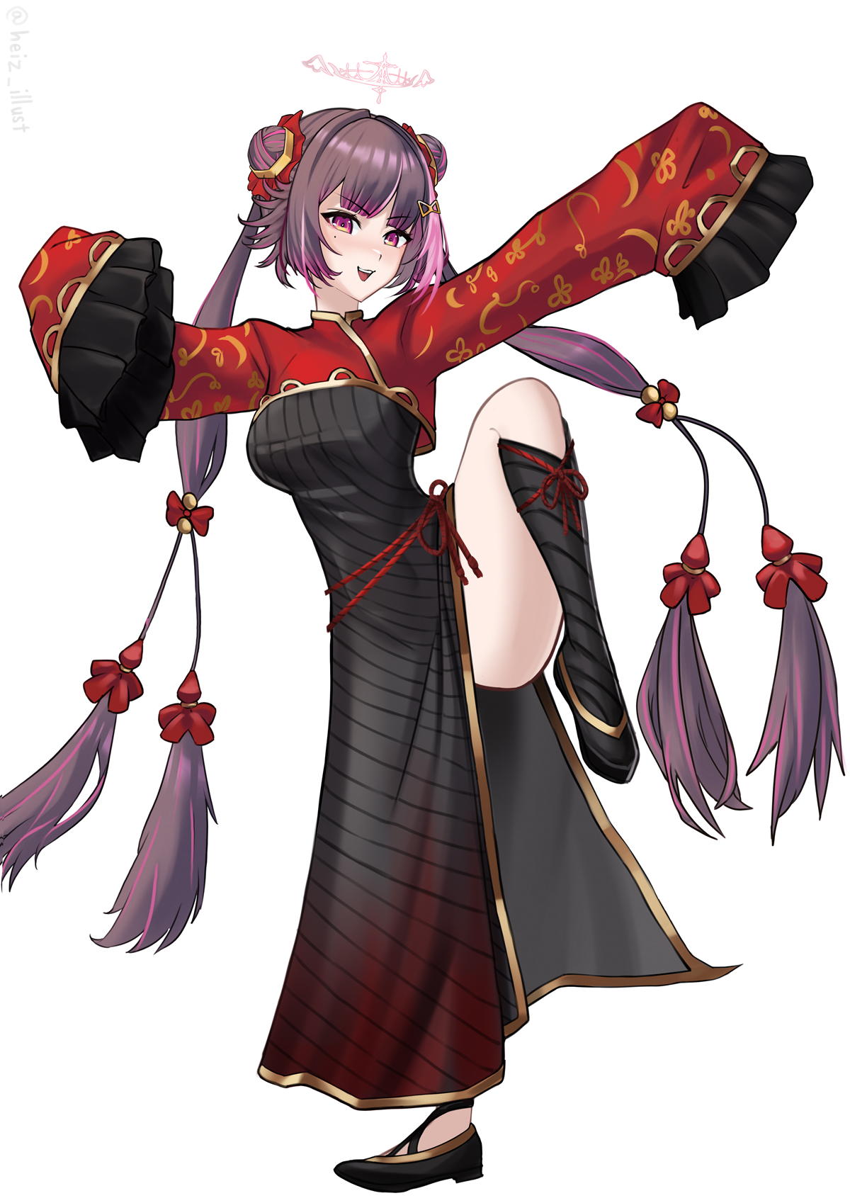 heiz illust, himemiya rie, jia xichun (project moon), phase connect, project moon, ass, breasts, chinese clothes, cosplay, dress, jia xichun (project moon) (cosplay), long sleeves, thighs, virtual youtuber
