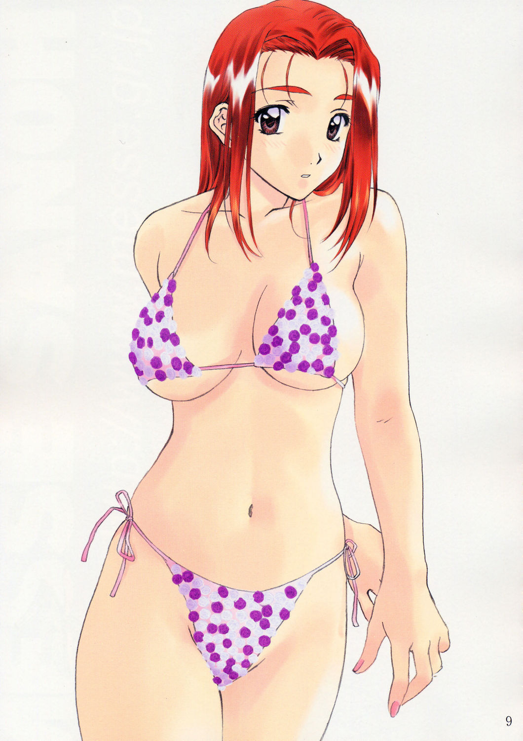 polorinken, highres, tagme, 1girl, bikini, cowboy shot, female focus, red hair, solo, swimsuit