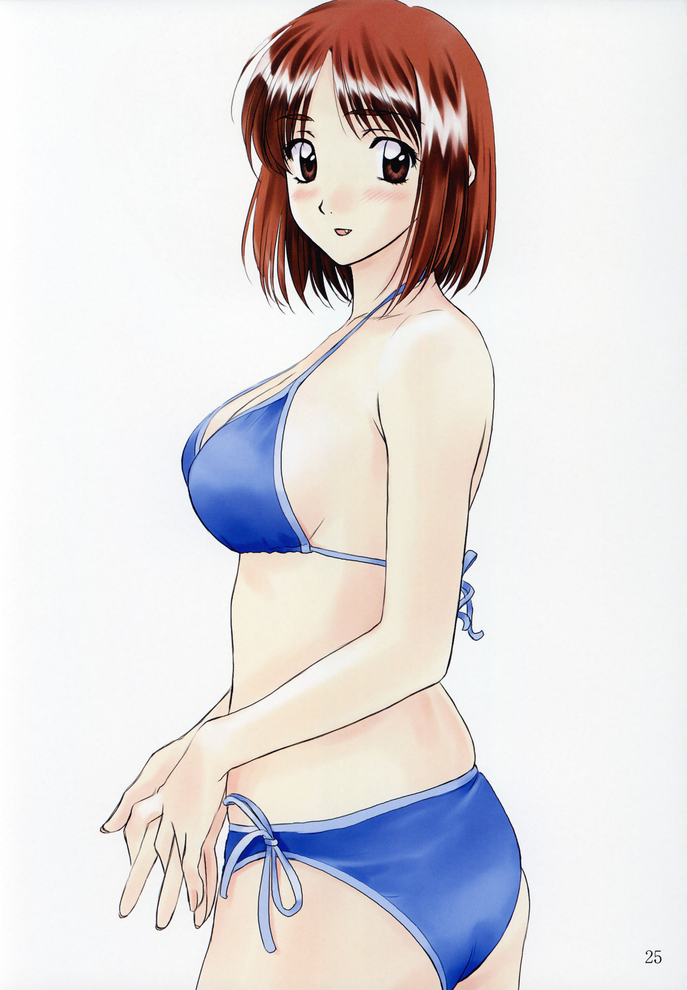 polorinken, highres, scan, tagme, 1girl, bikini, bob cut, fang, female focus, solo, swimsuit