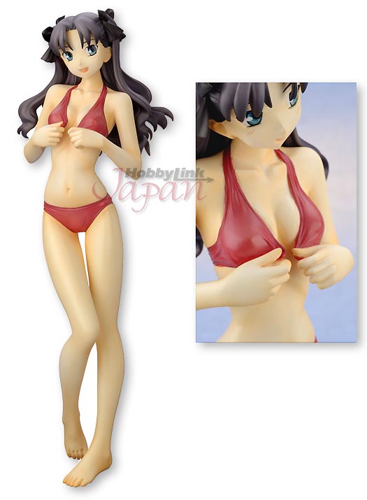 tohsaka rin, fate/stay night, fate (series), photo (medium), 00s, barefoot, figure, swimsuit