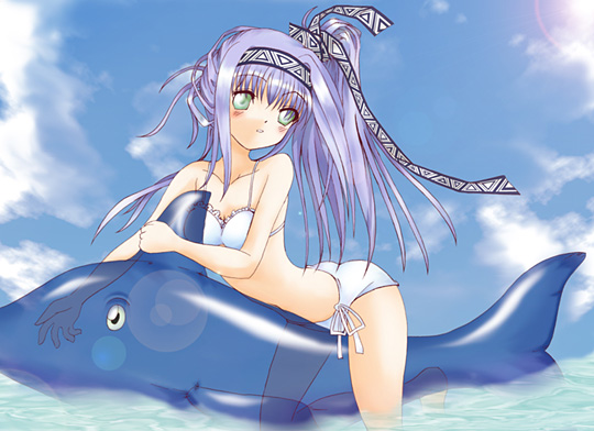 reverie metherlence, elemental gelade, tagme, 00s, 1girl, ass, bikini, female focus, long hair, outdoors, sky, solo, swimsuit