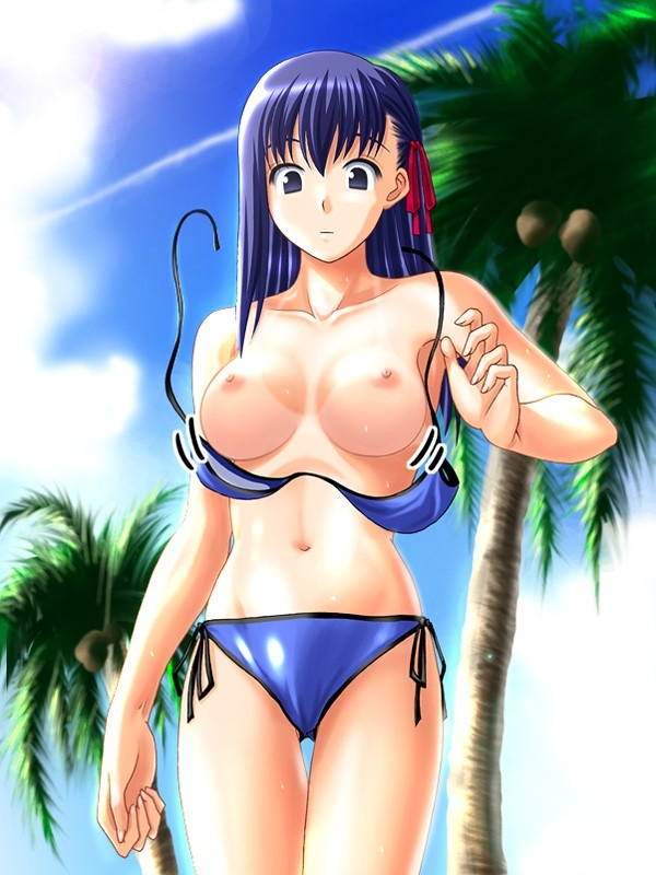 matou sakura, fate/stay night, fate (series), 00s, bikini, breasts, swimsuit