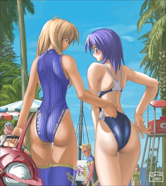 nyanko batake, high cut kingdom, ass, cameltoe, clothes pull, competition swimsuit, one-piece swimsuit, one-piece swimsuit pull, swimsuit