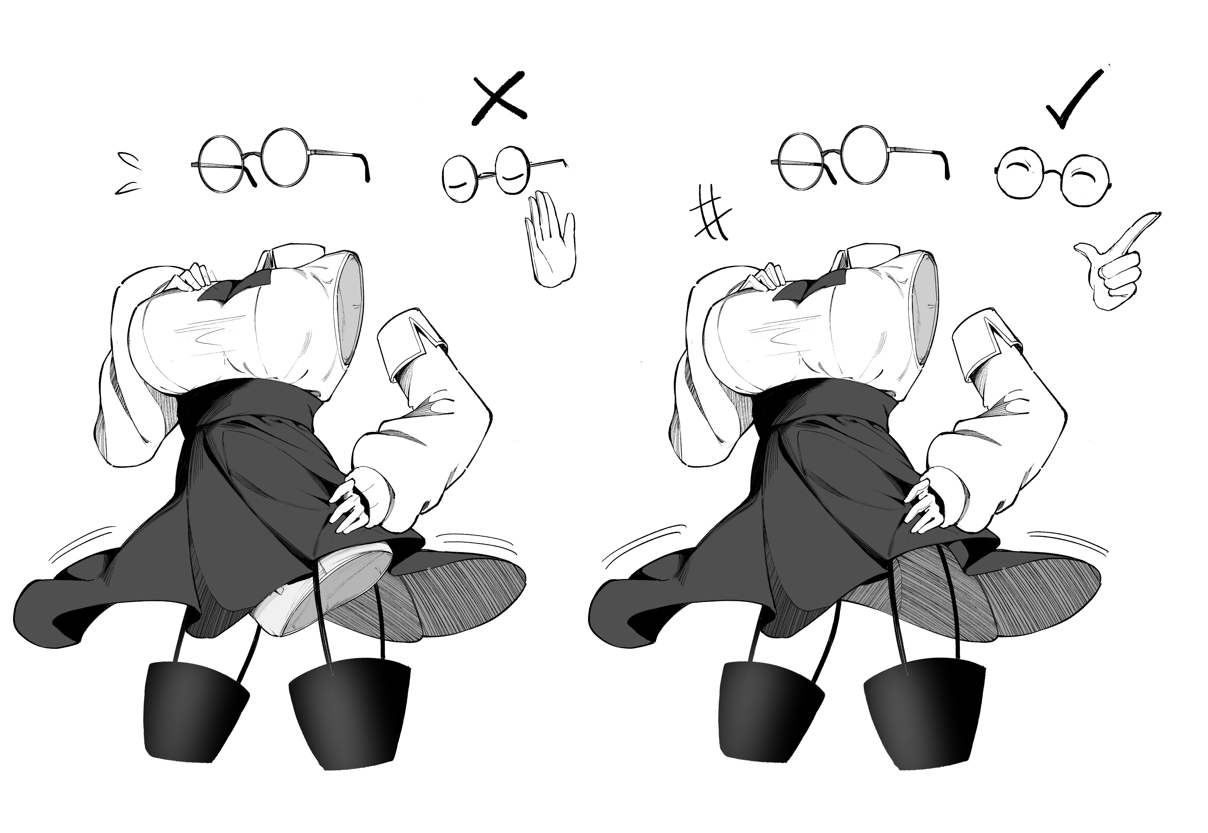 clover dot (clov erd), original, absurdres, highres, 1girl, breasts, garter straps, greyscale, high-waist skirt, invisible, large breasts, monochrome, skirt, white background