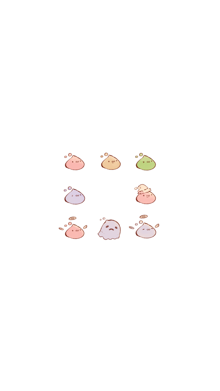 muka (vive1324), angeling, drops (ragnarok online), ghostring, marin (ragnarok online), poporing, poring, ragnarok online, commentary, highres, :3, archangeling, ghost, halo, hat, no humans, santa hat, simple background, slime (creature), traditional halo, white background, wings