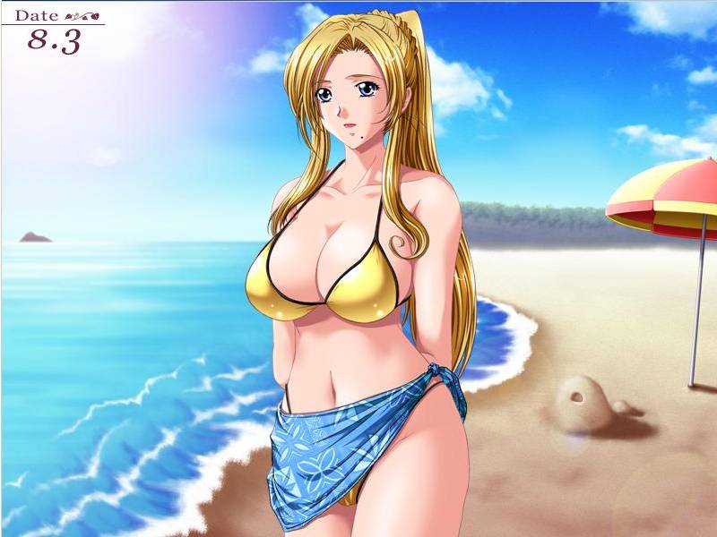 tagme, beach, breasts, cleavage, large breasts, long hair, swimsuit