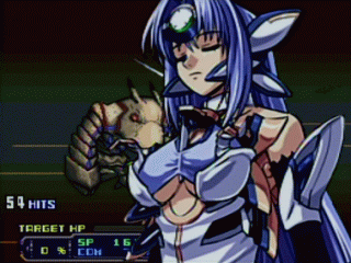 kos-mos, kos-mos ver. 4, banpresto, namco x capcom, super robot wars, super robot wars og saga mugen no frontier, xenosaga, xenosaga episode iii, animated, animated gif, lowres, 00s, 1girl, blue hair, bouncing breasts, breasts, cleavage, female focus, large breasts, long hair, qvga, red eyes, solo, undressing