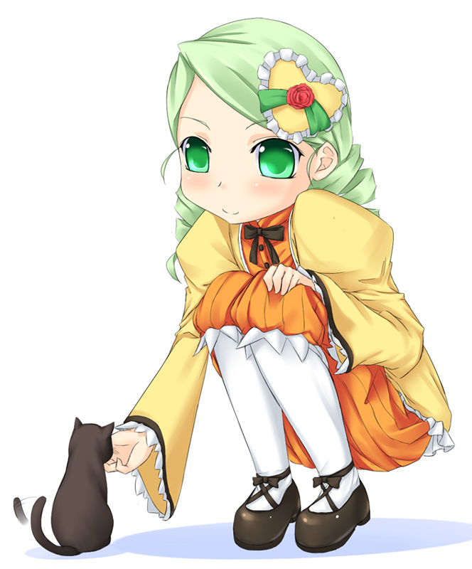 buresu, kanaria, rozen maiden, 00s, 1girl, cat, female focus, pantyhose, solo, tail, tail wagging